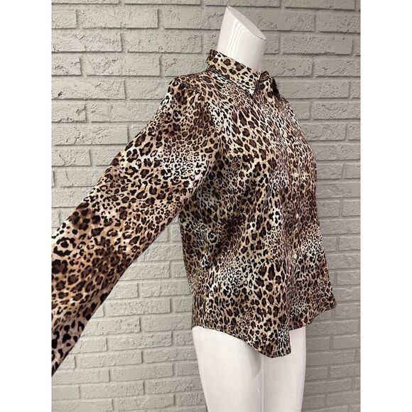 Chaps Women Animal Print Non-Iron Cotton Long Sleeve Shirt Size S - Picture 4 of 7
